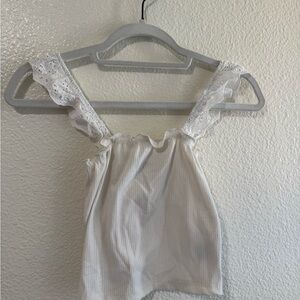 White Lace Strap Women's Top